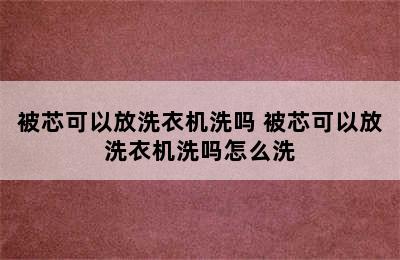 被芯可以放洗衣机洗吗 被芯可以放洗衣机洗吗怎么洗